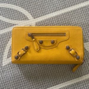 Balenciaga mustard zip long wallet